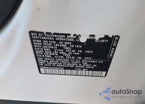 2018 Volkswagen Atlas 3.6L V6 Launch Edition из США, поврежденный, VIN 1V2BR2CA5JC500782